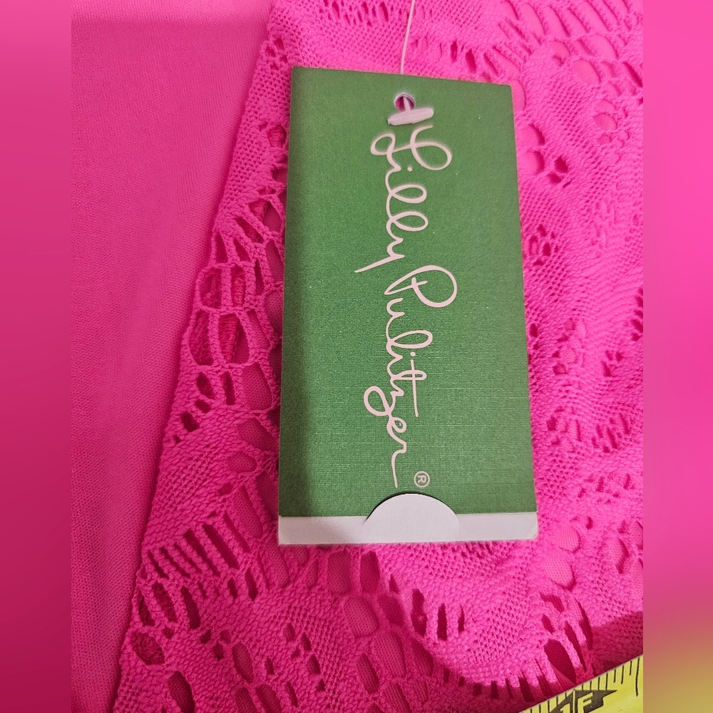 Lilly PULITZER Vibrant Pink Lace Wrap ROMPER - Picture 8 of 15